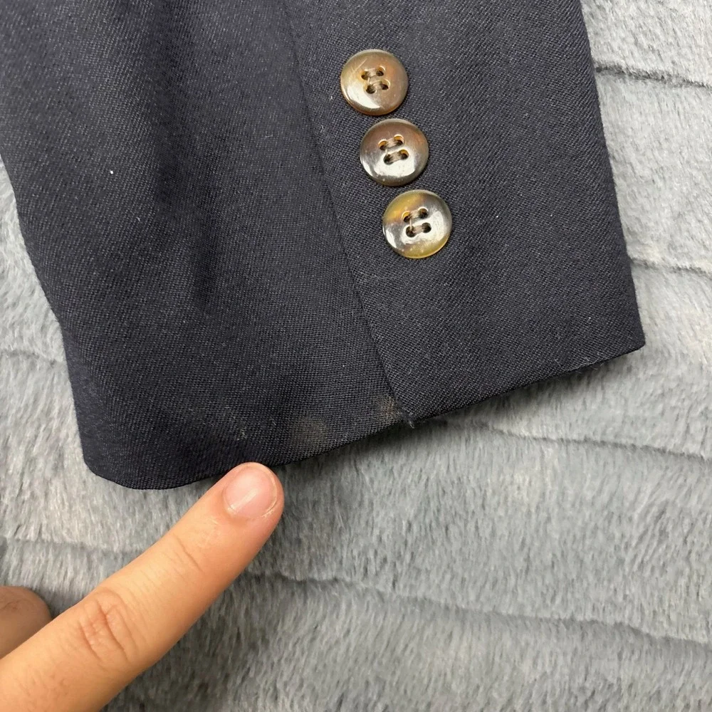 Dillards Riserva Mens Navy Blue Pure Wool Double Breasted Blazer Tailored USA 48